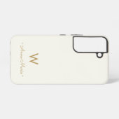 Moderne Ivoor Gouden Script Monogram Samsung Galaxy Hoesje (Achterkant horizontaal)