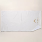 Moderne Ivoor Gouden Script Monogram Strandlaken (Voorkant)