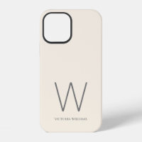 Moderne ivoor grijze minimalistische monogram naam