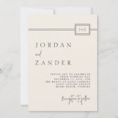 Moderne ivoor minimalistische monogram bruiloft QR Kaart (Voorkant)