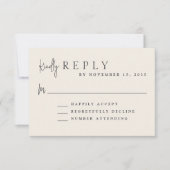 Moderne ivoor minimalistische monogram bruiloft RS RSVP Kaartje (Voorkant)