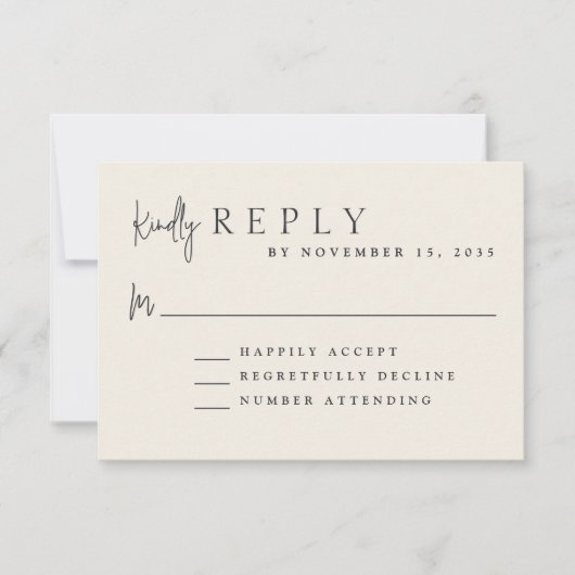 Moderne ivoor minimalistische monogram bruiloft RS RSVP Kaartje (Voorkant)