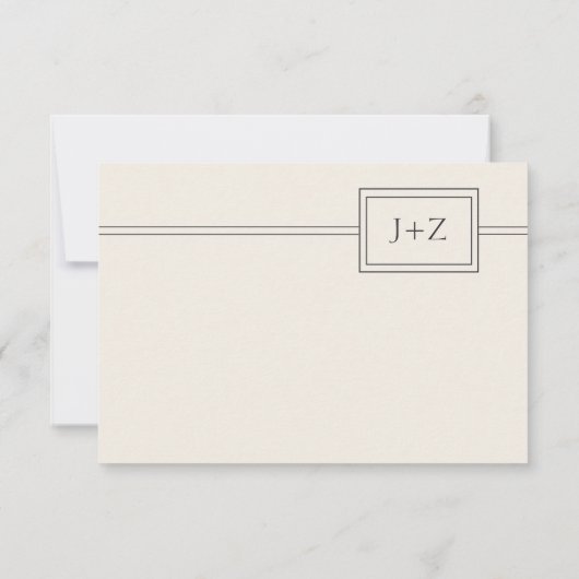 Moderne ivoor minimalistische monogram bruiloft RS RSVP Kaartje (Achterkant)