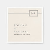 Moderne ivoor minimalistische monogram bruiloft servet (Voorkant)