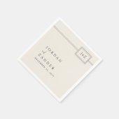 Moderne ivoor minimalistische monogram bruiloft servet (Hoek)