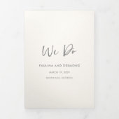 Moderne ivoor QR-code Eenvoudige bruiloft Drieluik Uitnodiging (Cover)