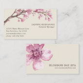 Moderne Ivoor Roze Bloemen Kersenbloesem Elegant Visitekaartje (Voorkant / Achterkant)