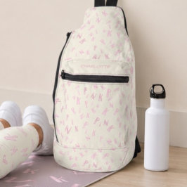 Moderne Ivoor Waterverf Roze Letter Patroon Met Na Sling Bag