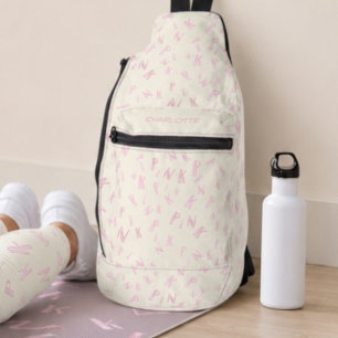 Moderne Ivoor Waterverf Roze Letter Patroon Met Na Sling Bag