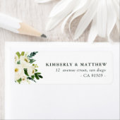 Moderne ivoor-witte florale trouwadreslabel etiket (Insitu)