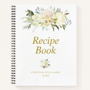 Moderne ivoorflorale receptieboek notitieboek