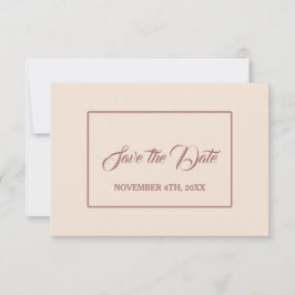 Moderne Ivoorkleurige Donkerperzik Handgeschreven  Save The Date