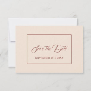 Moderne Ivoorkleurige Donkerperzik Handgeschreven Save The Date