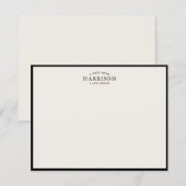 Moderne Ivoorkleurige Elegante Zwart Rand Notitiek Kaart (Voorkant / Achterkant)