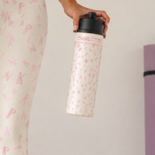 Moderne Ivoorkleurige Waterverf Roze Letter Patroo Thermosbeker