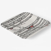 Moderne ivoren berkenbomen en rode kardinaalvogels papieren bordje (Gebogen)