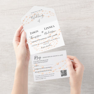 Moderne Ivoren Blush Romantische Parel Neutrale Hu All In One Uitnodiging