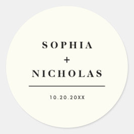 Moderne Ivoren Crème Minimale Elegante Huwelijk Ronde Sticker