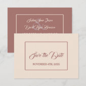 Moderne Ivoren Donkere Perzik Handgeschreven Huwel Save The Date (Voorkant / Achterkant)