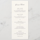 Moderne Ivoren Eenvoudige Trouw Menu (Voorkant)