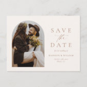 Moderne ivoren foto Sla de datum op Briefkaart (Voorkant)