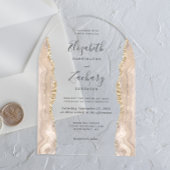 Moderne Ivoren Gouden Agaat Trouwboog Acryl Uitnodigingen