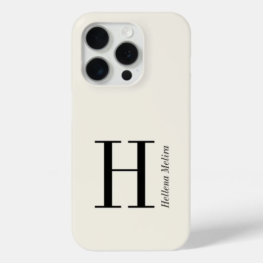 Moderne Ivoren Zwarte Monogram Naam Case-Mate iPhone Case (Achterkant)