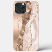 Moderne Ivory Agaat & Roos Gouden Glitter Monogram Case-Mate iPhone Case (Achterkant)