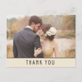 Moderne ivory foto bruiloft Dank je Briefkaart (Voorkant)