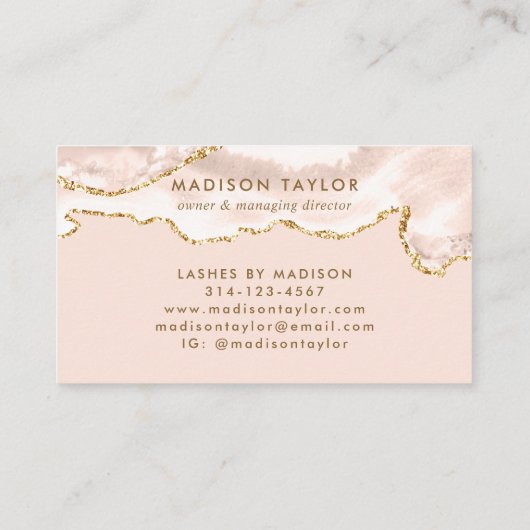 Moderne Ivory Gold Glitter Sparkle Marble Agate Visitekaartje (Achterkant)