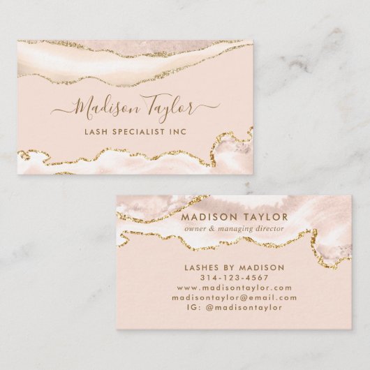Moderne Ivory Gold Glitter Sparkle Marble Agate Visitekaartje (Voorkant / Achterkant)