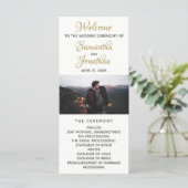 Moderne Ivory Trouwprogramma Aangepaste Foto Programmakaart (Staand voorkant)