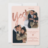 Moderne ja 2 foto's roos gouden roze verloving aankondiging (Voorkant)