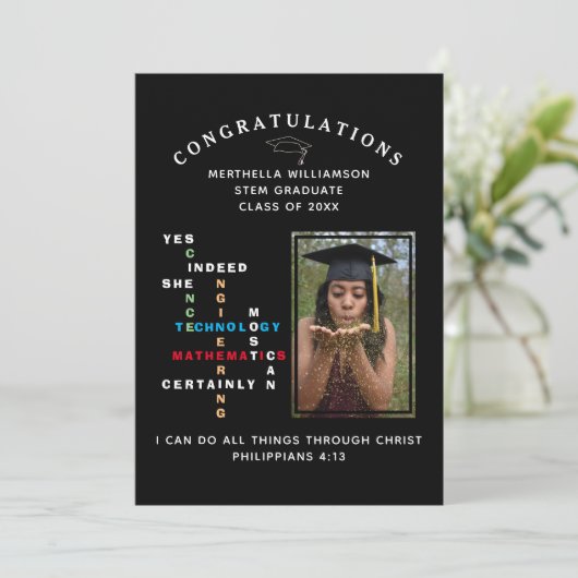 Moderne JA ZE KAN STEM BEGELEIDEN Afstuderen Aankondiging (Staand voorkant)