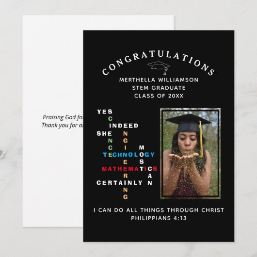 Moderne JA ZE KAN STEM BEGELEIDEN Afstuderen Aankondiging (Voorkant / Achterkant)