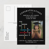 Moderne JA ZE KAN STEM BEGELEIDEN Afstuderen Aankondigingskaart (Voorkant / Achterkant)