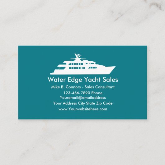 Moderne jacht-verkoop visitekaartje (Voorkant)