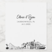 Moderne Jacksonville Schets Bruiloft Custom Wijn Etiket (Enkel label)