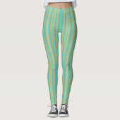 Moderne Jade Groen Gestreepte Patroon Leggings (Voorkant)