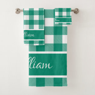 Moderne Jade Groen Witte Buffalo Stippen Bad Handdoek