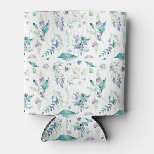 Moderne jade groene lavendel waterverf bloemig blikjeskoeler (Voorkant)