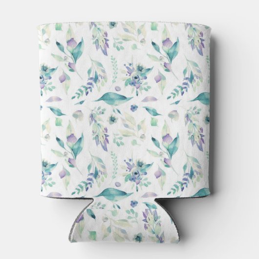 Moderne jade groene lavendel waterverf bloemig blikjeskoeler (Achterkant)