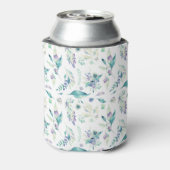 Moderne jade groene lavendel waterverf bloemig blikjeskoeler (Blikje Achterkant)