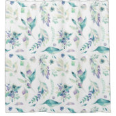 Moderne jade groene lavendel waterverf bloemig douchegordijn (Voorkant)