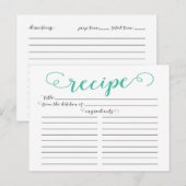 Moderne Jade Script Vrijgezellenfeest Recept Kaart (Voorkant / Achterkant)