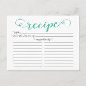Moderne Jade Script Vrijgezellenfeest Recept Kaart (Voorkant)