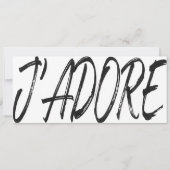 Moderne j'adore zwart-wit cadeaubon kaart (Voorkant)