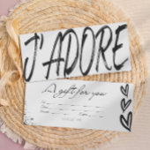 Moderne j'adore zwart-wit cadeaubon kaart