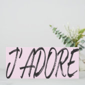Moderne j'adore zwarte & roze cadeaubon kaart (Staand voorkant)