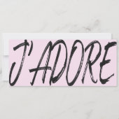 Moderne j'adore zwarte & roze cadeaubon kaart (Voorkant)